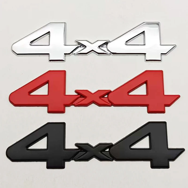 3D Metal Red Chrome Black Logo 4X4 Emblem Letters Decals Car Rear Trunk Badge For Toyota Tundra 4x4 Sticker Adhesive Accessories