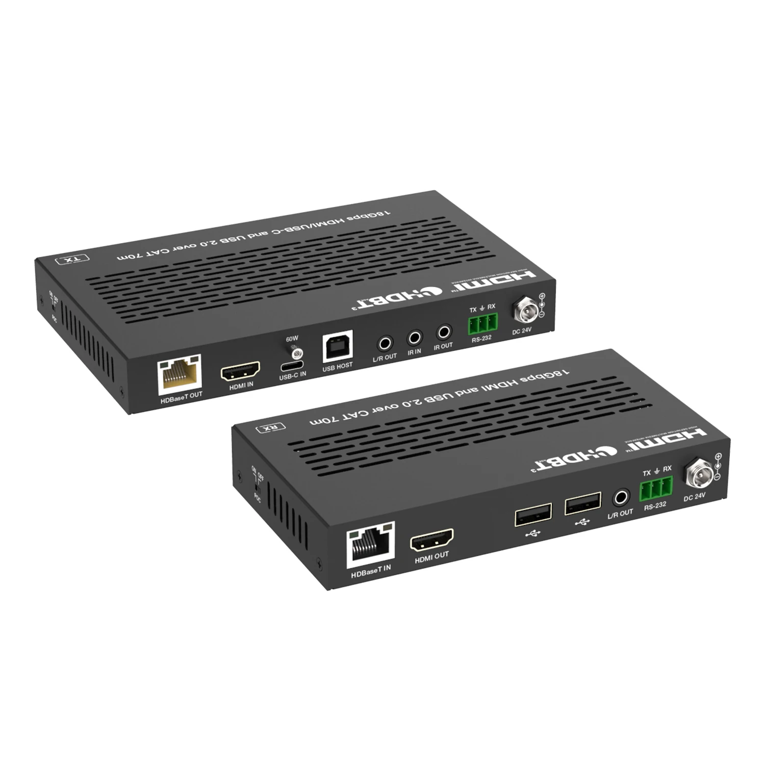 

18Gbps HDMI/USB-C Over HDBaseT 3.0 Extender 70m Uncompressed HDbaseT Extender POC USB 2.0