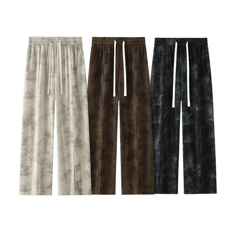 

Tie-dye Corduroy Men's Wide Leg Pants High Waisted Straight Leg Comfortable Joggers Pants Casual Cargo Pants Baggy Sweatpants