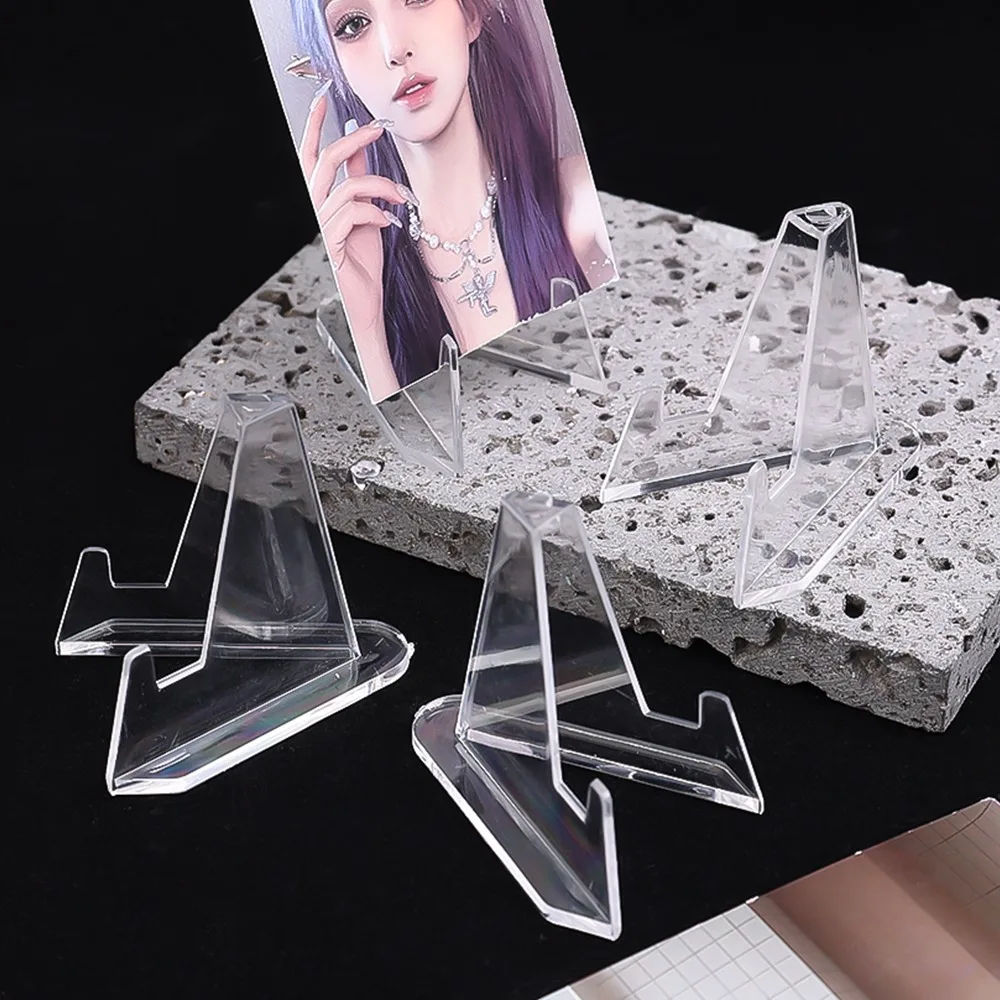 Protectores de tarjetero transparentes, 1-20 piezas, ídolo Kpop, sesión fotográfica, fundas impermeables para tarjetas, soportes de exhibición de tarjetas triangulares acrílicos 2 en 1