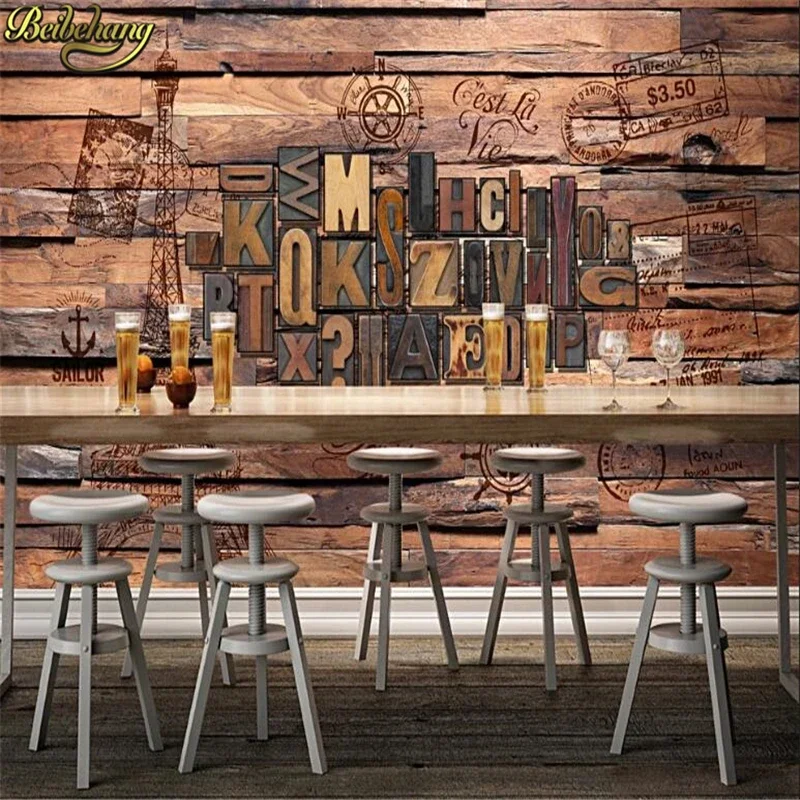Custom photo mural wallpaper 3D English alphabet bar restaurant background wall paper 3D wall papers home decor Stickers