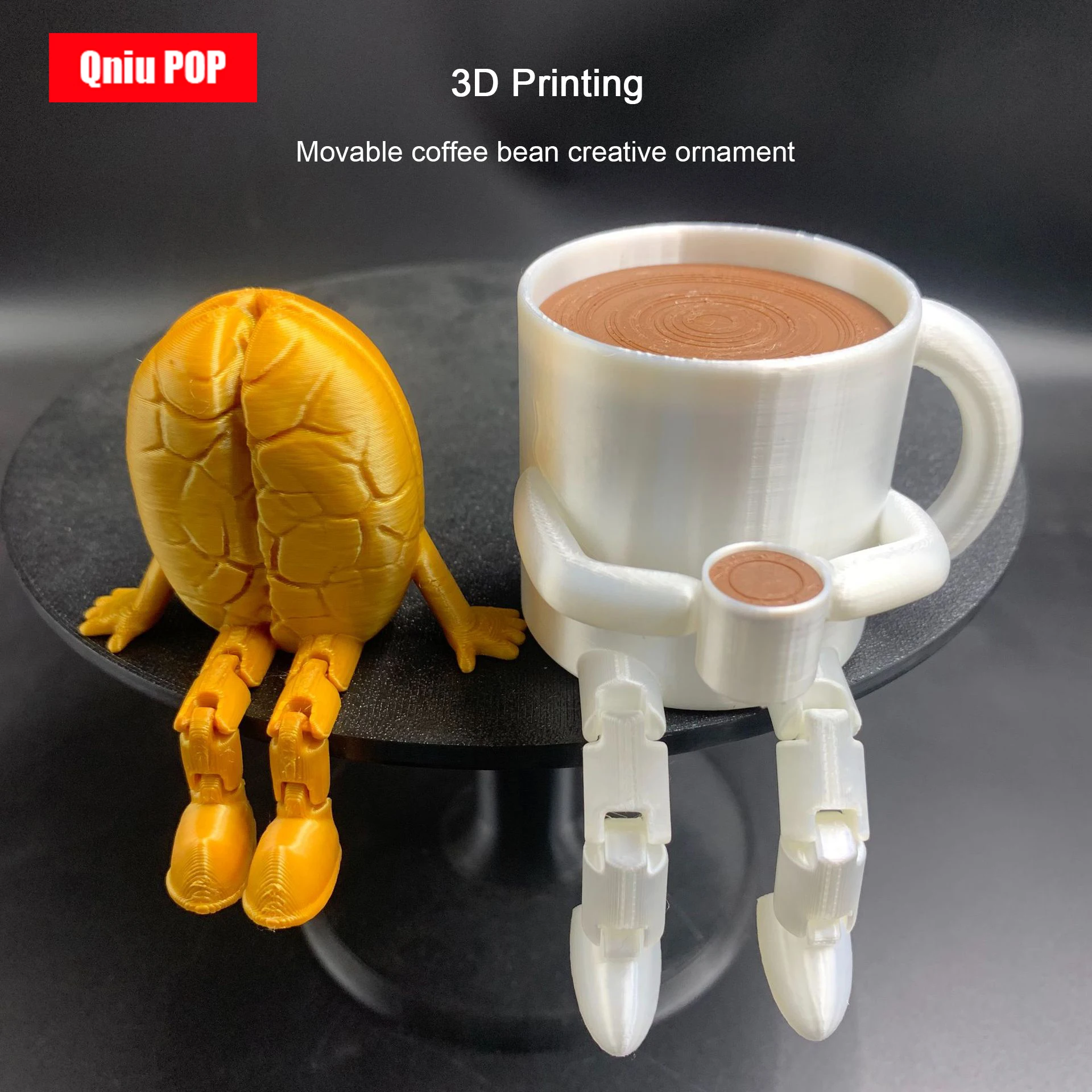 3D Printing Coffee Bean Creative Ornament Movable and Interesting Desktop Ornament Desk Coffee Companion Decoration