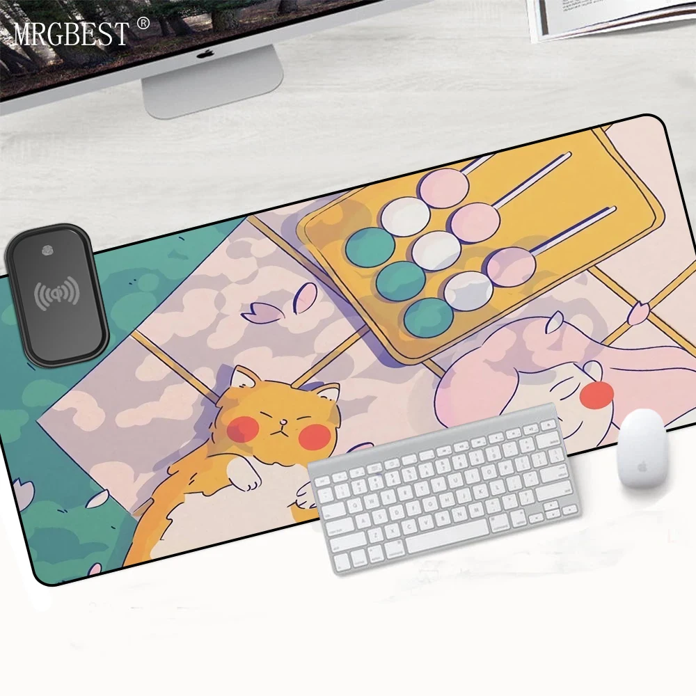 

Sakura Cute Food Kawaii Mouse Pad Wireless Charging Laptops Desk Pink Desk Pad Computer Carpet Anime Rug Pc Mats Xxl Keyboard