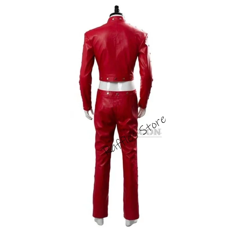 Anime The Seven Deadly Sins: Wrath of The Gods Ban Cosplay Costume Fox's Sin of Greed Wig Red PU Coat Uniform Man Halloween Suit