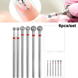6Pcs/Set Naill Drill Bit Diamond Rotary Cuticle Burr Milling Cutter For Manicure Nail File Machine Cuticle Clean Tools