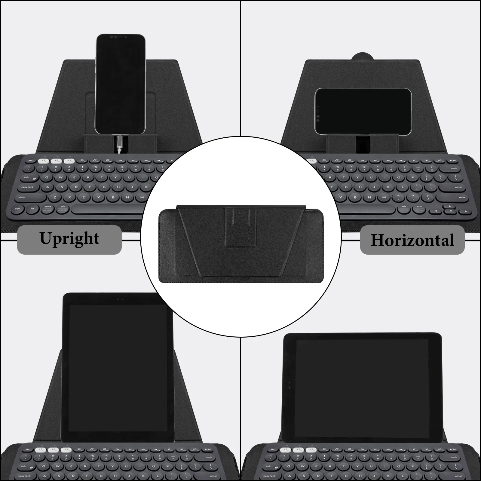 Casing Keyboard Geekria Compact, Casing Perjalanan Kulit Vegan dengan Tempat Ponsel dan Tablet