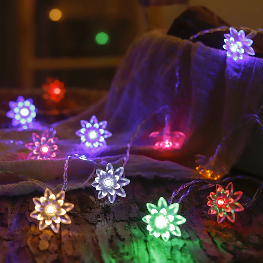 

1.5m/3m Ambient Lighting LED Lotus Warm Colorful Light String Garland for Christmas Holiday Party Garden Wedding Home Decor