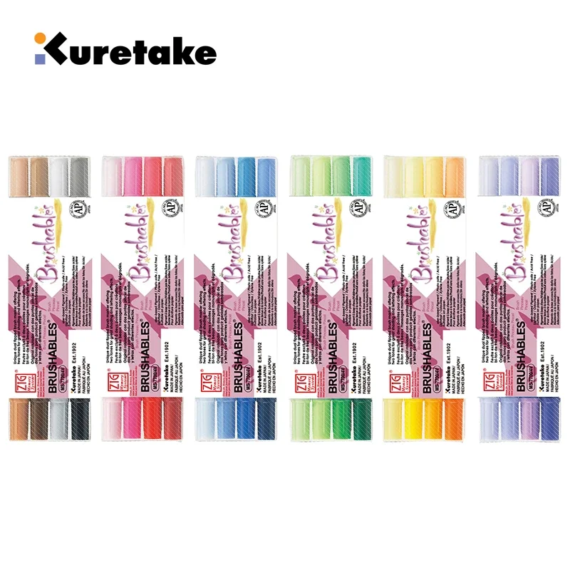 ZIG Kuretake Marker Pens MS-7700 Watercolor Brush Pens Waterproof BRUSHABLES Painting Twin Tip Dark & Light Single Piece Japan