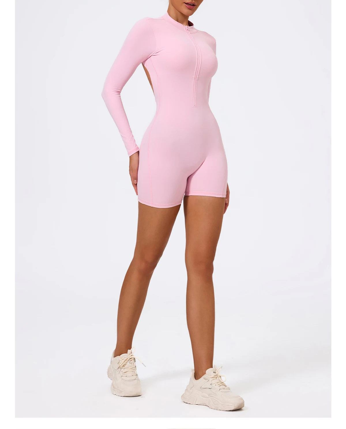 Ctenkevet Sommer Halb-Reißverschluss Frauen Gym Overall Weibliche Im Freien Atmungsaktive V Zurück Active Gesäß Lift Sport Outfit Für Frau – Detail 16