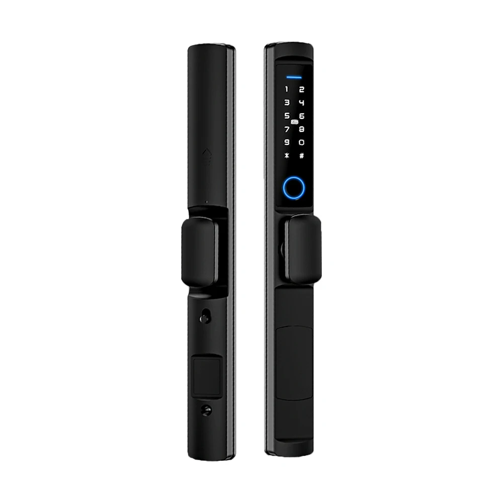 

002 SZMYQ Узкий дверной замок Tuya WiFi Алюминий IP66 Водонепроницаемый автоматический цифровой умный замок для раздвижных дверей для узкого стекла