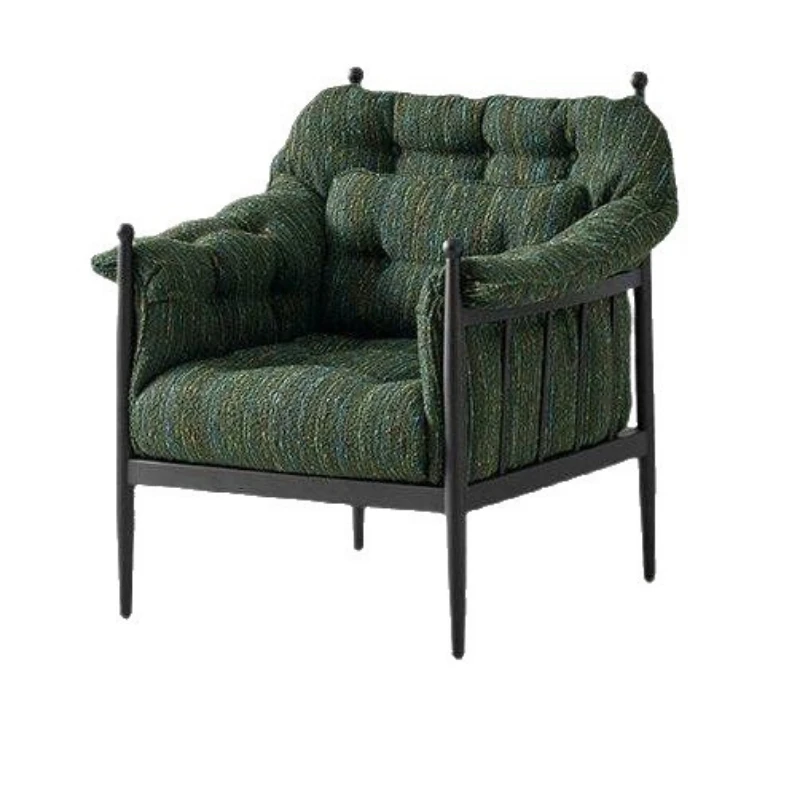 Medieval style new leisure chair fabric striped light French small apartment household living room bedroom single solid