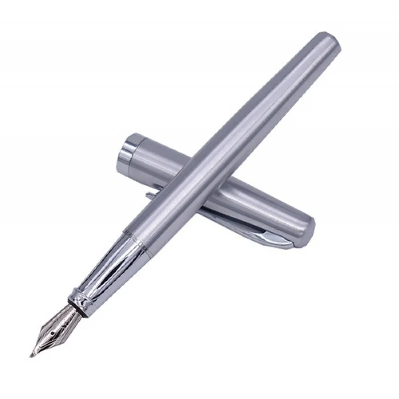 

Перьевая ручка Fude из нержавеющей стали A+ Duke 2029, изогнутое наконечник для каллиграфии, чистое серебро, новинка