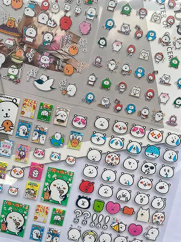 Kawaii 농담 곰 스티커 투명 방수 Diy 스크랩북 스티커 장식 미적 편지지 선물 Pvc 네일 스티커