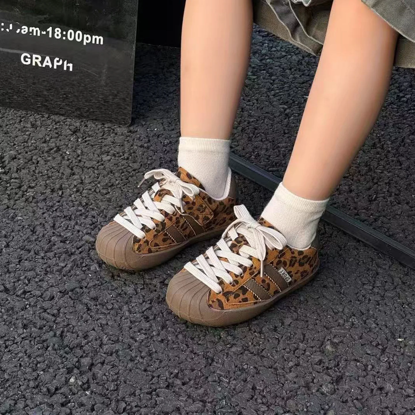 Kids'Casual Shoes PU Leather Leopard Print Autumn Fashion Outdoor Shoes For Children Anti-slip Purple Brown Designer Size 26-37