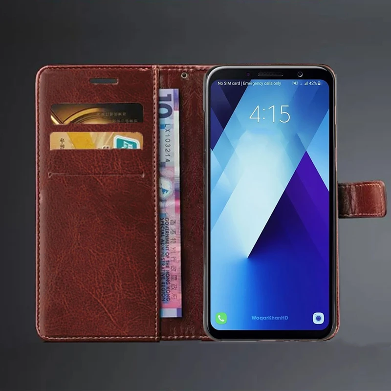 case for Samsung Galaxy A8+ 2018 card holder cover case leather Flip Cover A8 2018 Retro wallet phone bag fitted case business