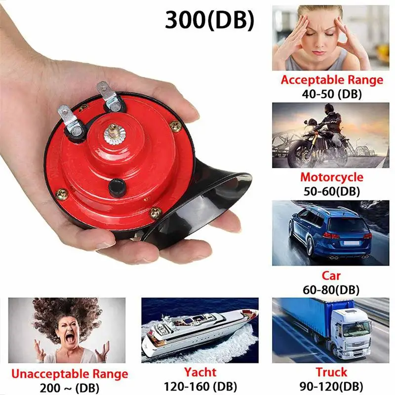New 2Pcs 300DB Super Loud Train Horn For 12V Power Supplies Car-boat Motorcycles Automotive Loudspeaker Car Speaker Sound Signal view 4