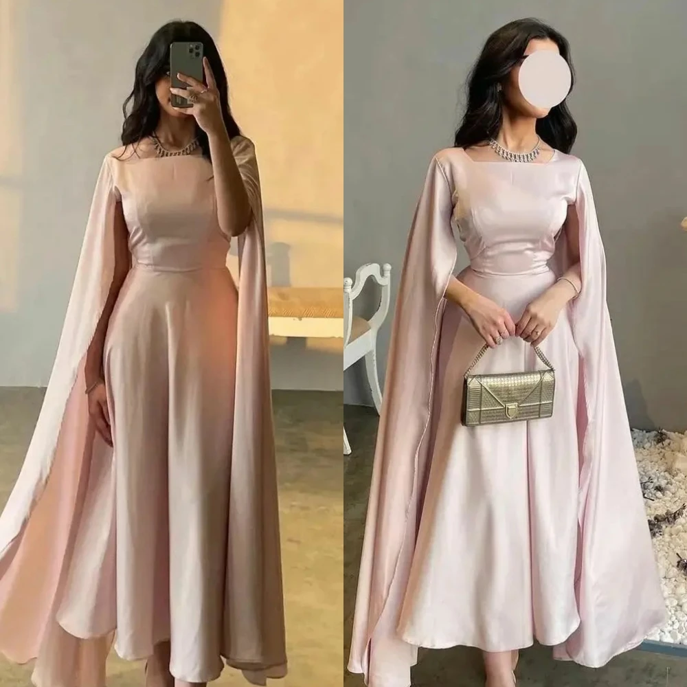 

Simple Sizes Available Square A-line Quinceanera Dresses Anke length Skirts Charmeuse Prom فساتين سهره فاخره 2023