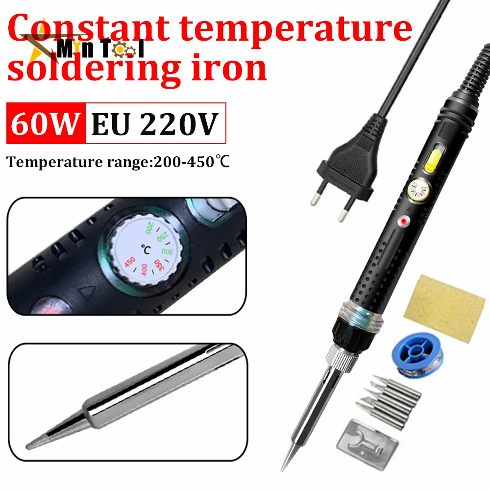 Adjustable Temperature Soldering Iron Kit 220V /80W Soldering Iron Rework Iron Station Welding  Repair Tool