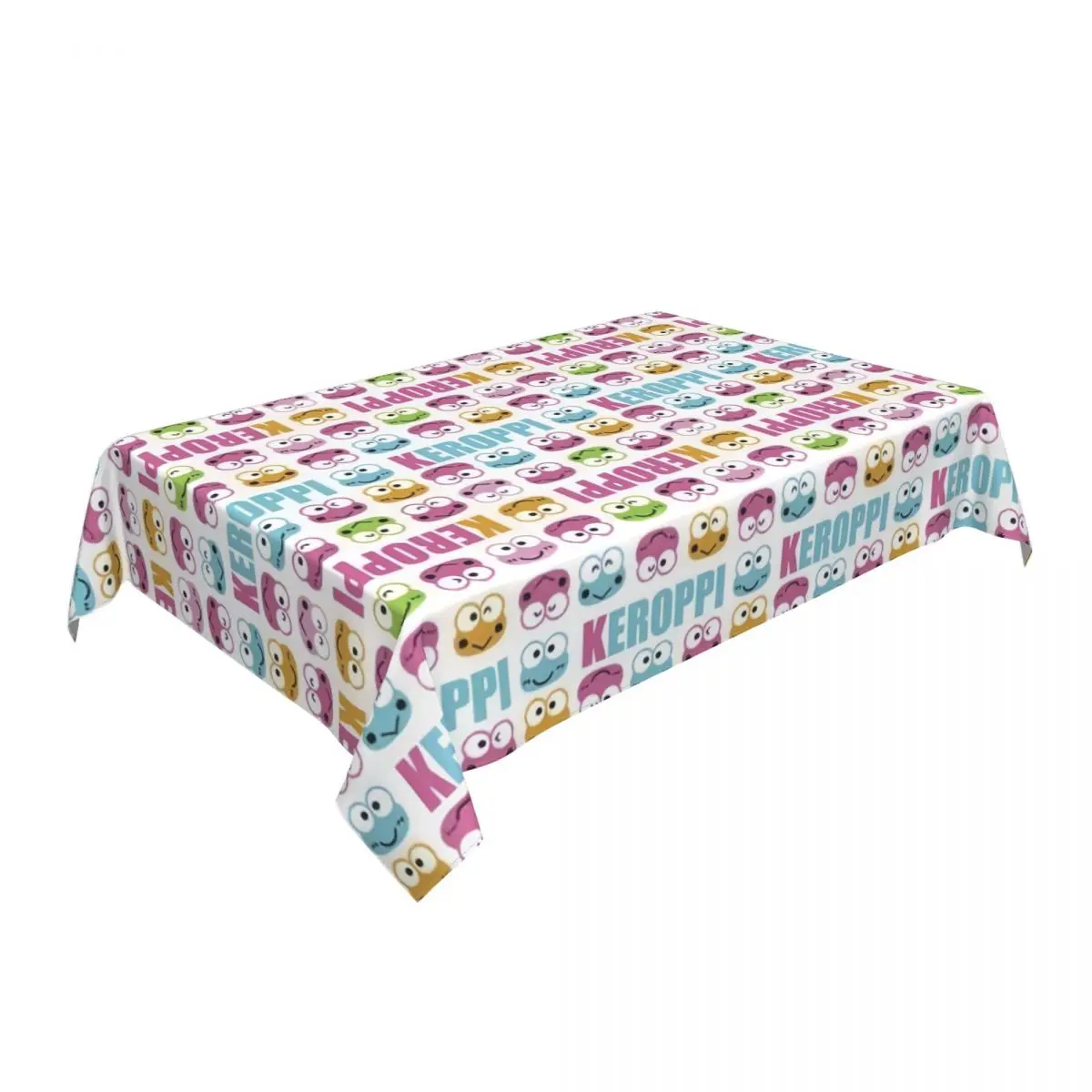 Rectangular Waterproof Disney Cartoon Kero Kero Keroppi Sanrio Anime Table Cover Table Cloth Backed Edge Tablecloth for Picnic