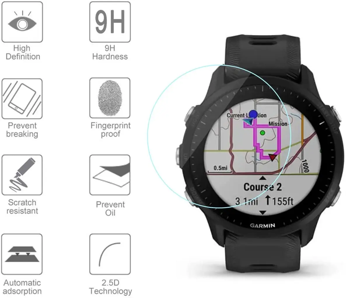 2-10 sztuk folia hartowana do Garmin Forerunner 955 46.5mm ekran odporny na pęknięcia pełna osłona ekranu nie szklane akcesoria do zegarków