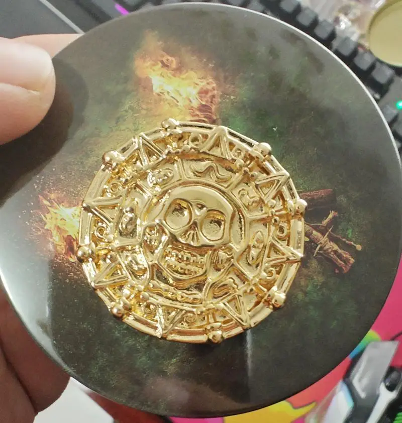 Pièce d'or aztèque en laiton plaqué sous vide, pièce d'or légère sans anneaux Pirate des caraïbes