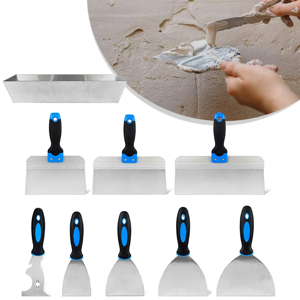 

8 Piece Professional Stainless Steel Putty Scraper Set with Variety of Spatulas and Scraper Storage Box for Wall Projects