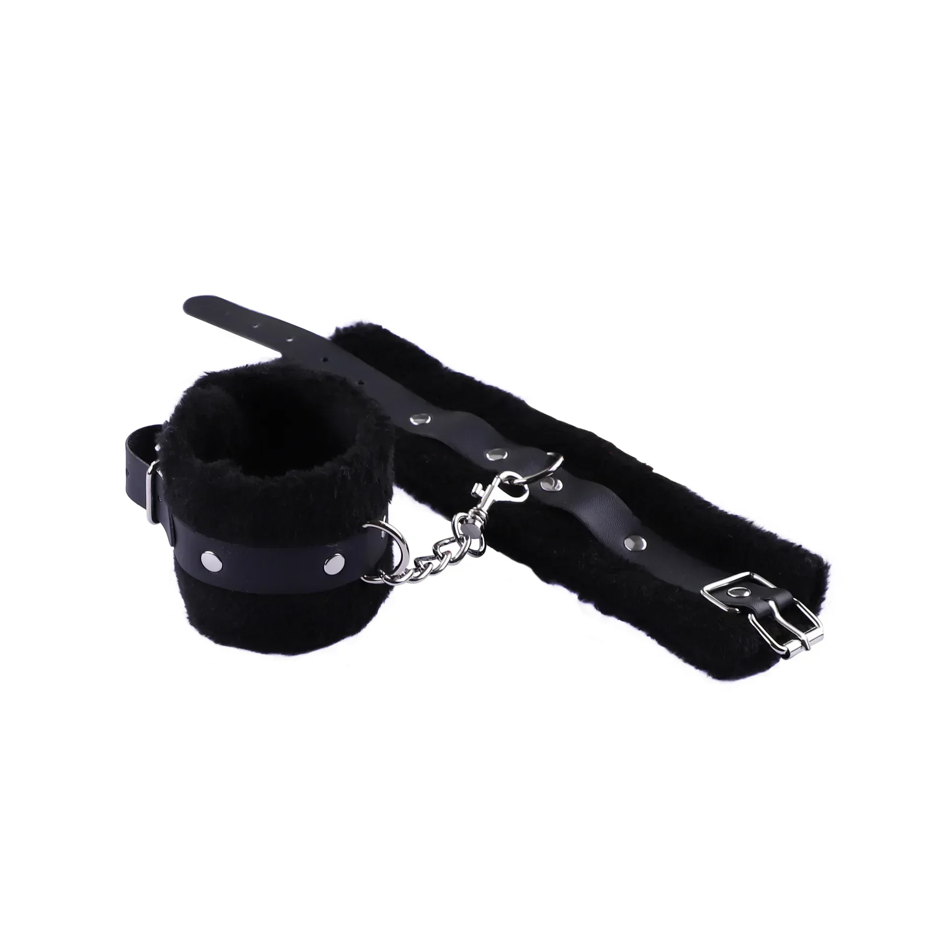 SM Handcuffs Toy Adjustable PU Leather Plush Handcuffs Blindfold Masks Restraints Bondage Sex Toy for Adults Games Accessories