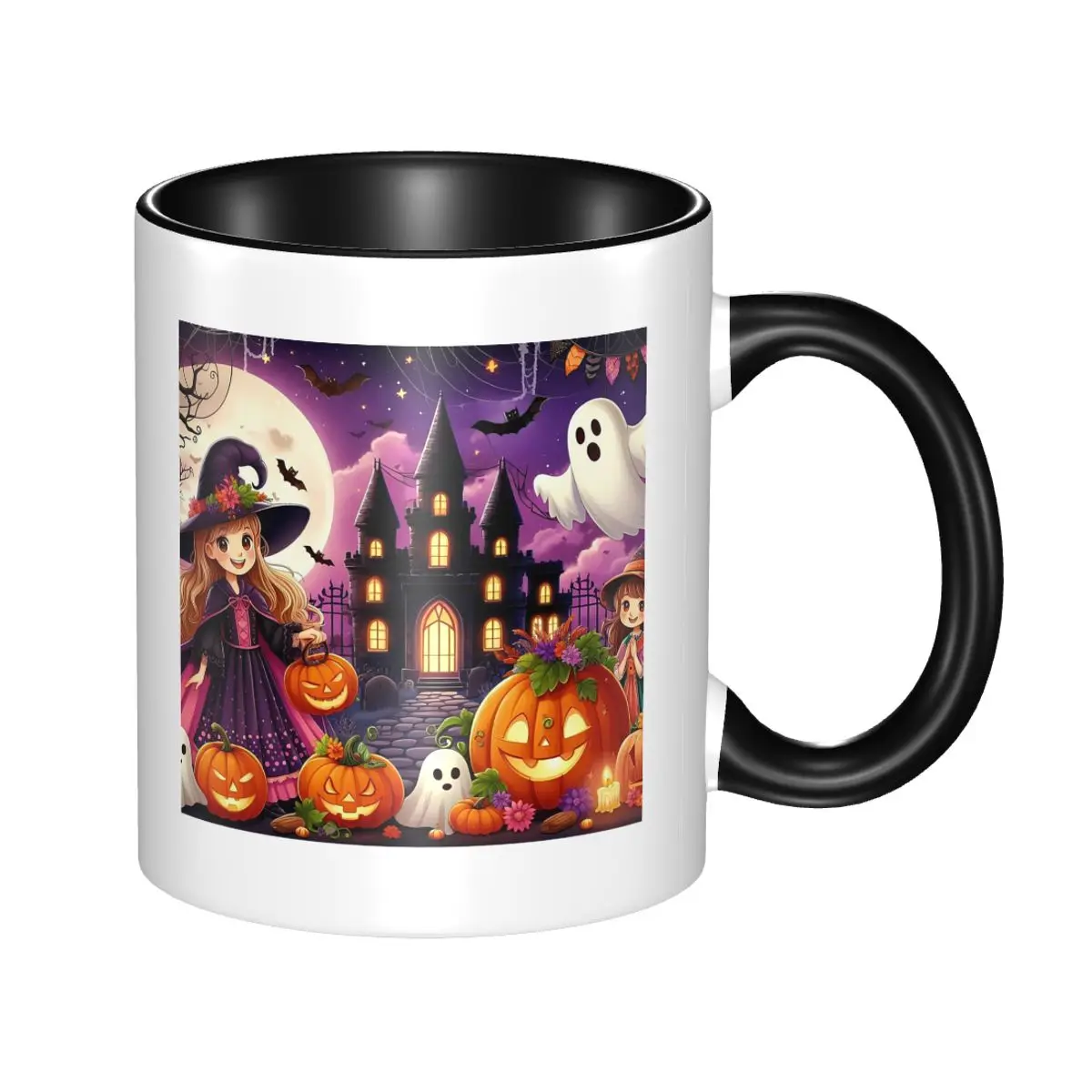 Halloween Party Haunted Castle Ghost Pumpkin Child Witch  Mug Ceramic Coffee Cups Tea Mugs Milk Cup Drinkware Gift for Friends
