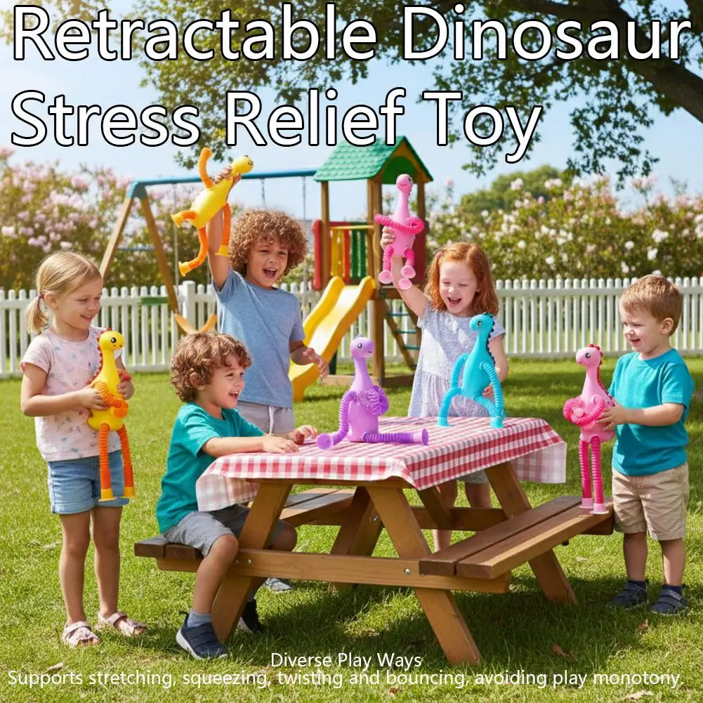 DIY Tube Dinosaur Sensory Toys Suction Cup Bellows Toy Decompression Pipe Autism ADHD Fidget Toys for Kids Toy