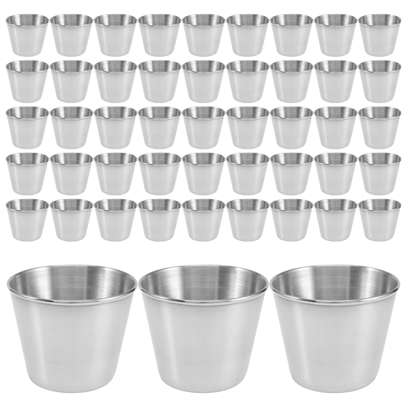 

48 Packs 1.5Oz/45Ml Condiment Sauce Cups Stainless Steel Dipping Sauce Cups Reusable Condiment Dishes