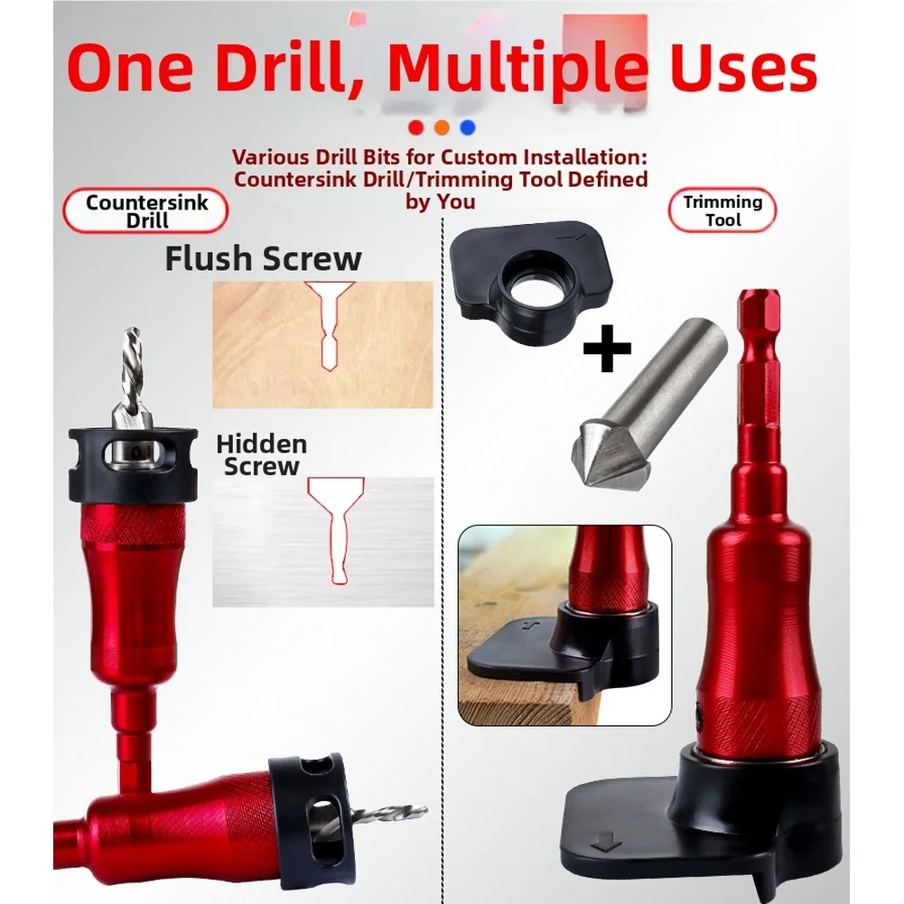 Adjustable Depth Limit Countersink Drill Bit Set Hex Shank Woodworking Cutting For Fast And Clean Woodworking Projects