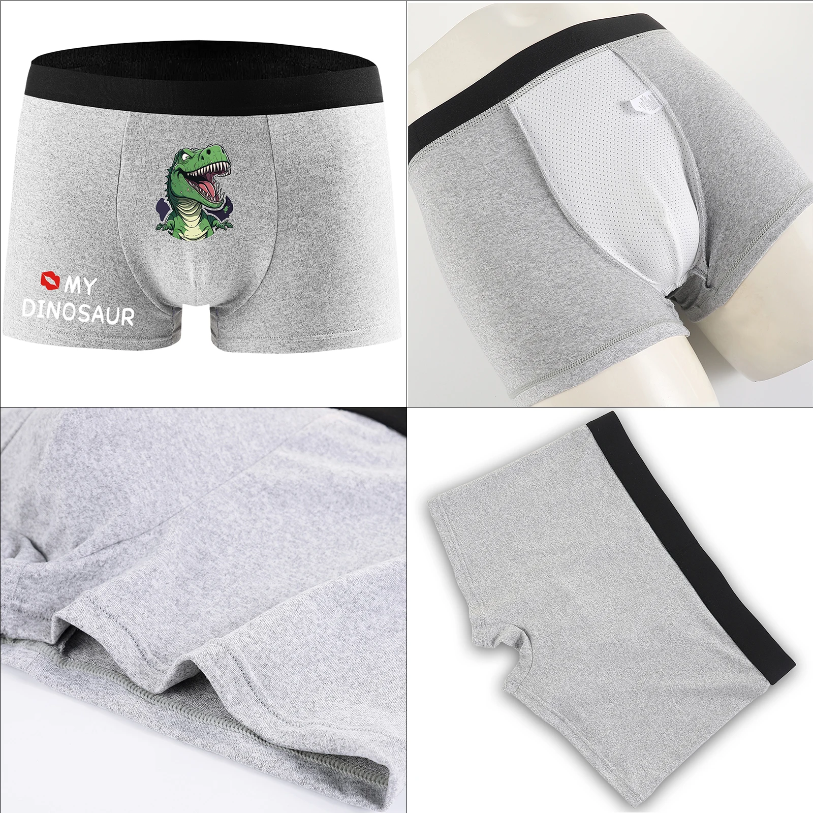 الرجال الكلسون ملابس داخلية جيدة التهوية مثير سراويل داخلية للرجال منخفضة الخصر U محدب سراويل الرجال موضة مضحك الجدة ديناصور مطبوعة
