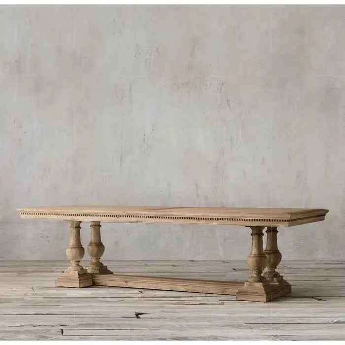 Retro dining table solid wood home living room dining large villa rectangular desk European long table log