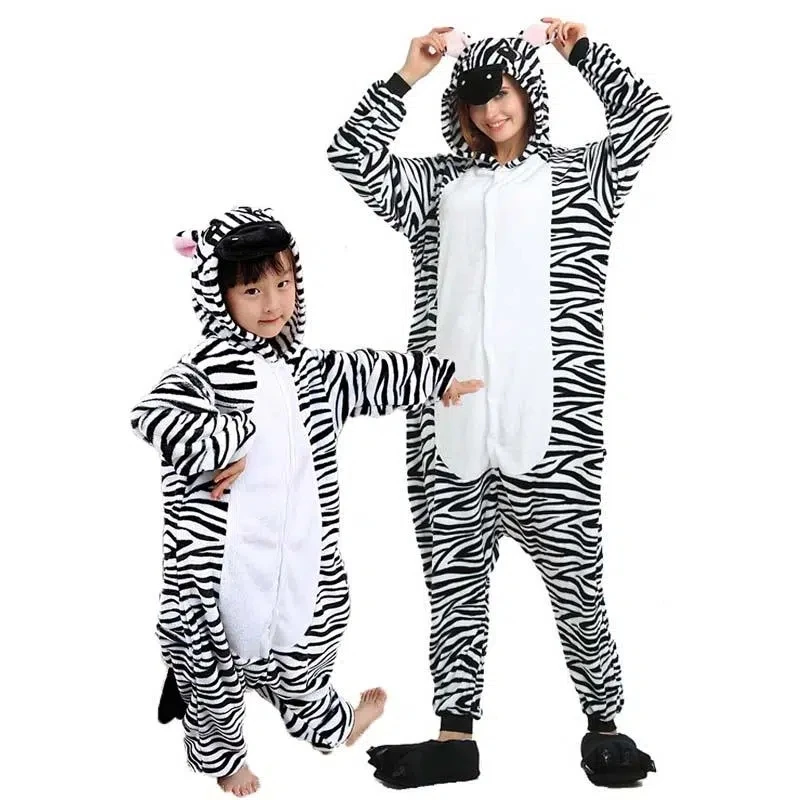 Zebra Streep Ouder-kind Bijpassende Halloween Par Onesie Game orm Kostuum Prestatiepak Cartoon Dierenoutfit