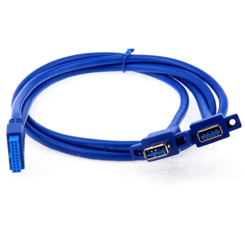 With Screw Hole Adapter 50cm Dual USB 3.0 A Female 2 Ports to USB 3.0  20Pin Female Computer Motherboard Installation Cable