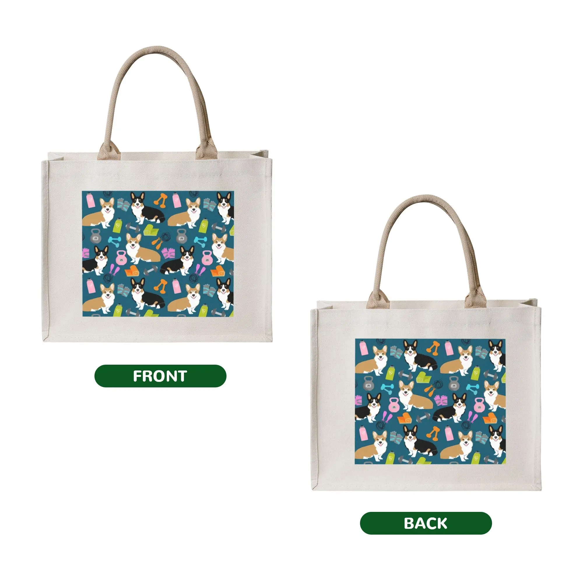 Welsh Corgi Dog  Grocery Shopping Bags Cute Shopper Shoulder Tote Bags Large Capacity Portable  Handbag