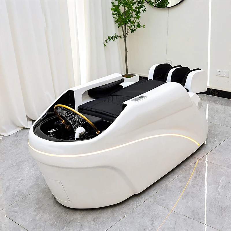 

Salon Head Spa Shampoo Massage Bed Synthetic Leather Head Therapy Bed Automatic Massage Shampoo Chair Hair Spa Equipment Durable