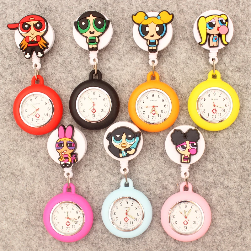 Cartoon Cute Flying Girl Style Pocket Watch Retractable And With Clip For Men And Women