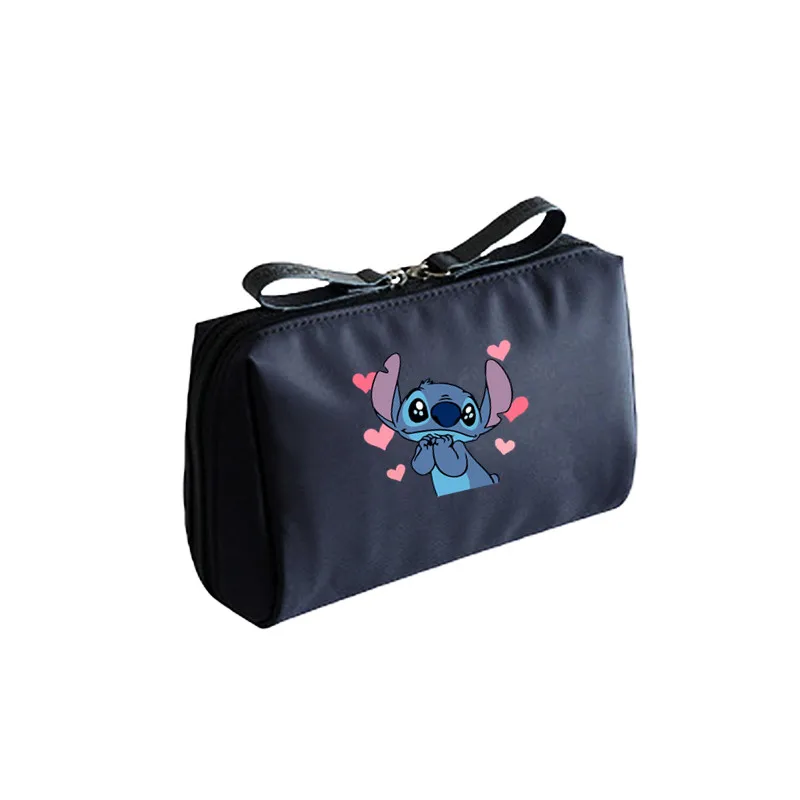 Disney Stitch Women Cosmetic Bag Double Zipper Girls Travel Makeup Brushes Bags Fashion Lipstick Storage Pouch Beauty Case Gifts