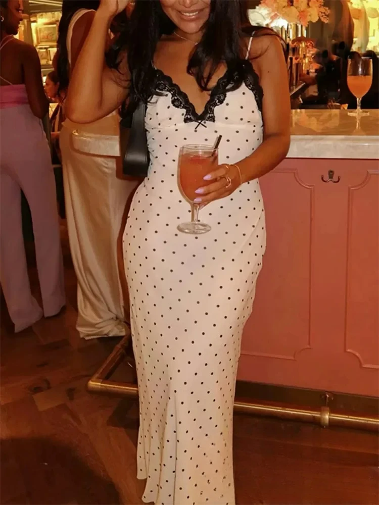 KONDALA-vestido largo sexi y elegante para mujer, vestido de fiesta con lunares, sin mangas y espalda descubierta, moda de verano 2025, vestido elegante para discoteca de noche