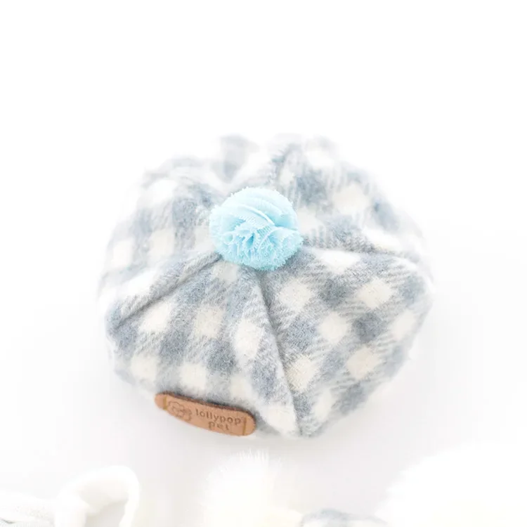 Ins New Pet Clothes Winter Thickening Warm Plaid Cloak Suit Bottoming Shirt Hat Coat Preppy Cute Dog Clothes Dog Jacket