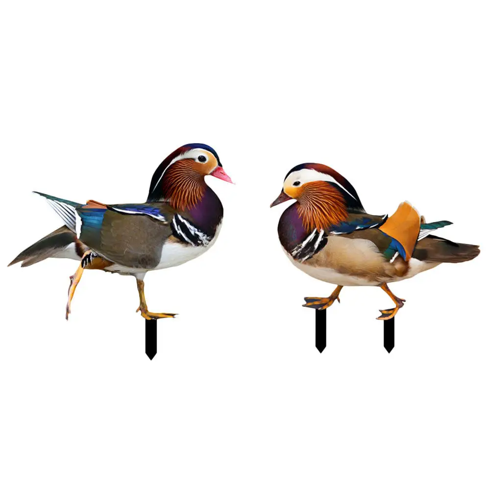

2 шт. Двусторонние акриловые утки-украшения для сада, садовые таблички, декор для газона, украшения для патио и парка