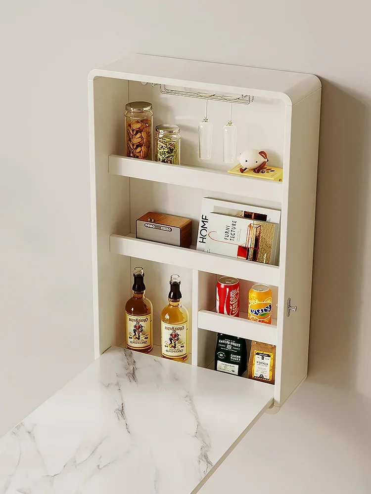 Folding Racks Small Apartment Home Retractable Invisible Bar Wall Storage Side Cabinet