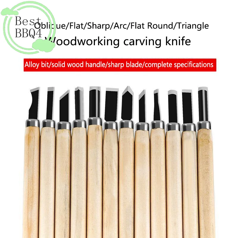 

(BBQ4)12pcs Wood Carving Chisels Set For Basic Cutting & Detailed Woodworking DIY Hand Tools Gouges Knife Kit