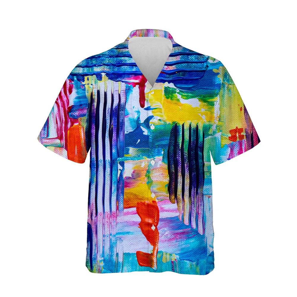 Jumeast Summer Hawaiian 3D Aesthetic Abstract Men's Short Sleeve Shirt Clothing Fashion Streetwear Blouse Oversized Man Clothes