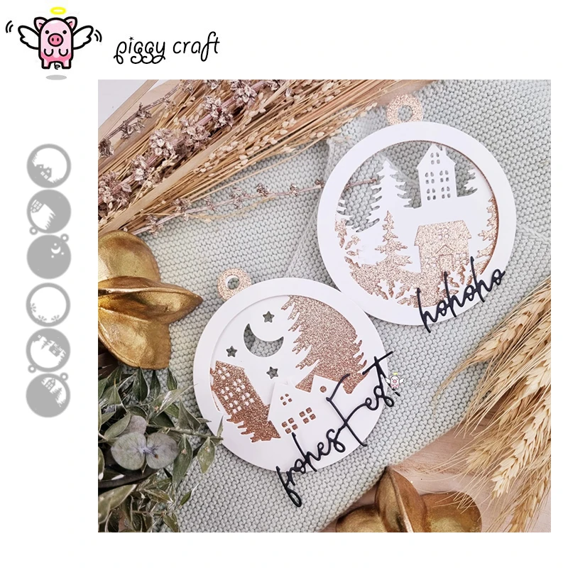 Piggy Craft metal cutting dies cut die mold Christmas bell tag Scrapbook paper craft knife mould blade punch stencils dies