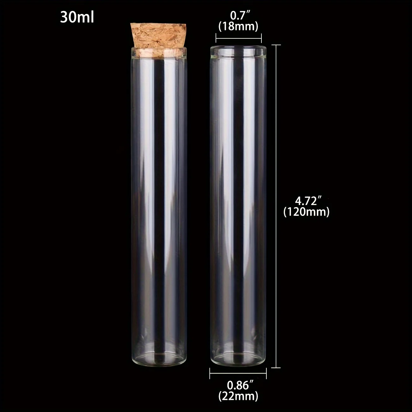 1 pack of 5 glass test tubes with cork stoppers, mini bottles with a diameter of 0.87 inches, jars, gift art DIY craft bottles,