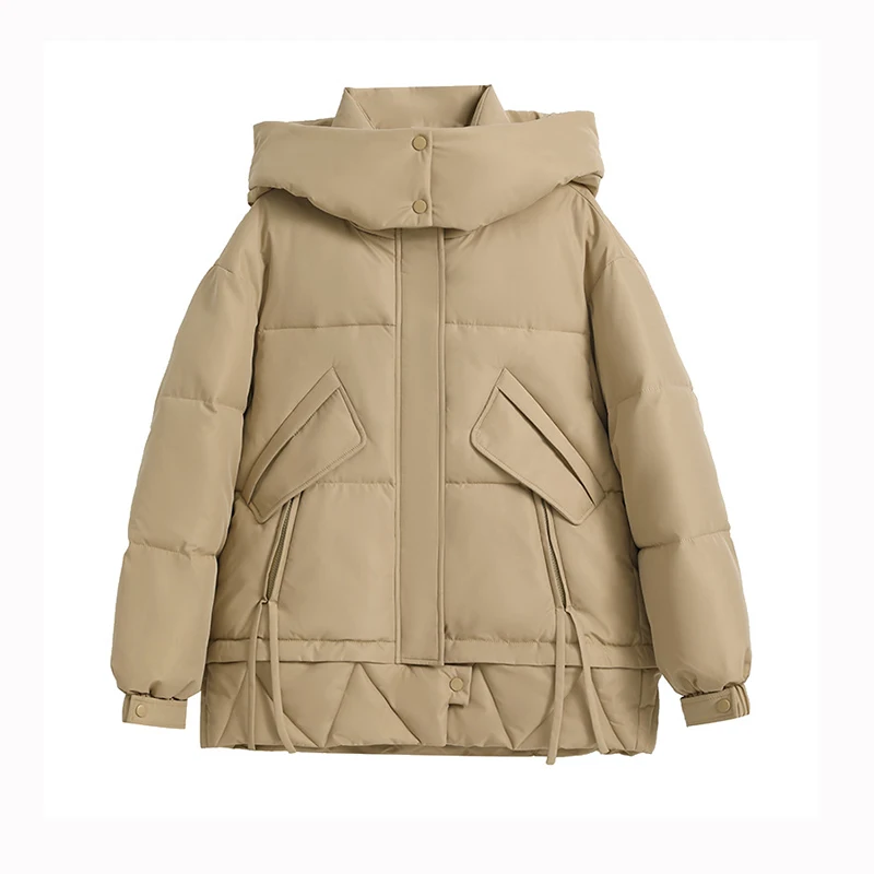 

Зимнее теплое пальто с хлопковой подкладкой для женщин, утепленные парки с капюшоном, женские свободные ветрозащитные зимние куртки 3XL с карманами, 2023