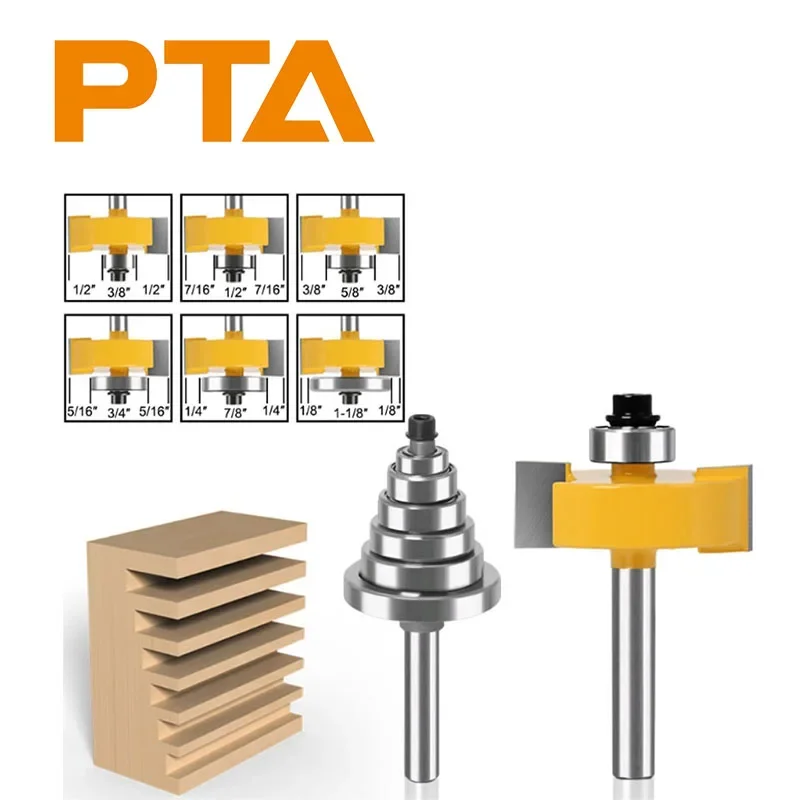 8mm Shank T-Type Slotting Bit Rabbeting With 6 Bearing Sets Router Bit Woodworking Milling Cutter for Wood Bit Face Mill