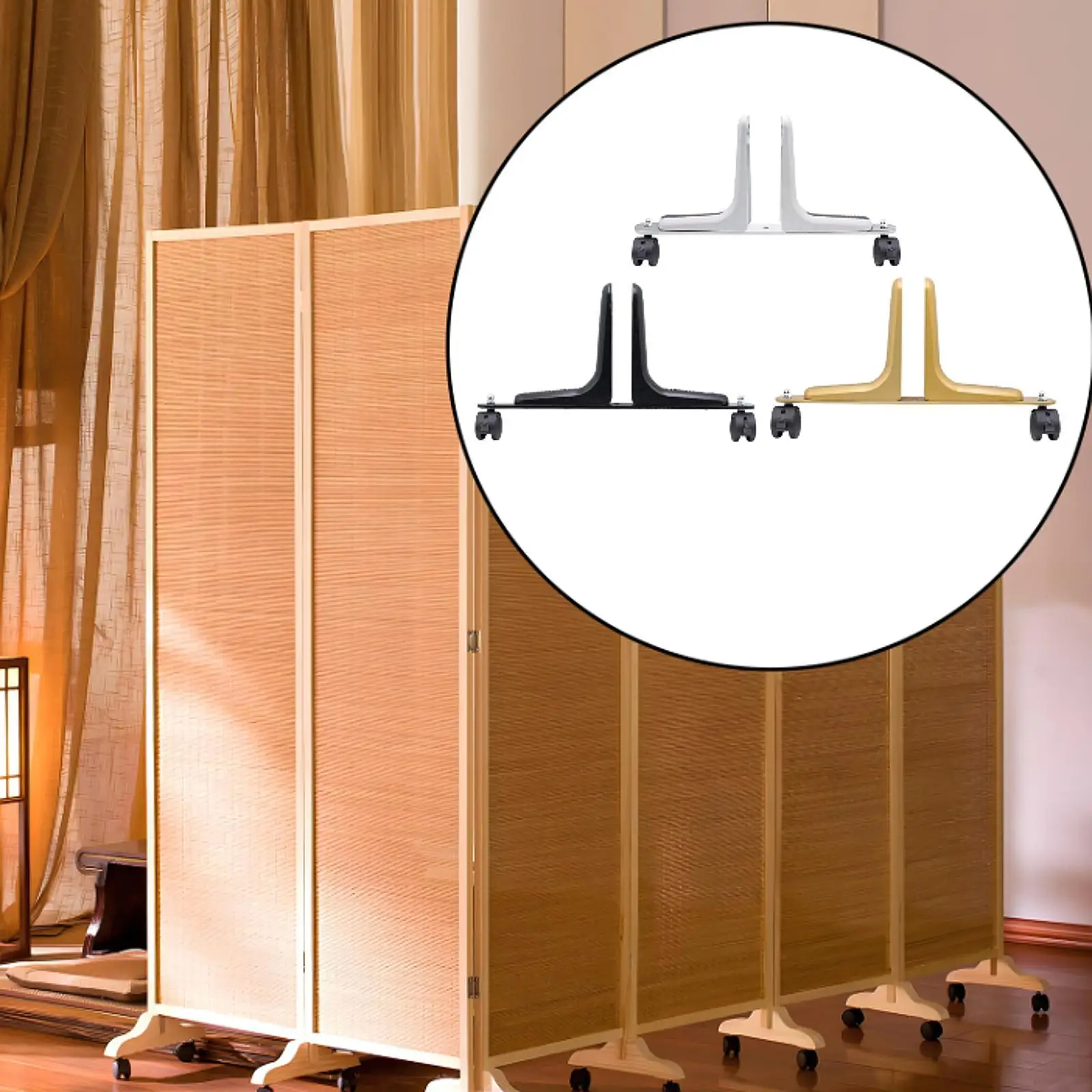 1Pc Movable Privacy Screen Holder Easy to Install Practical Room Divider Feet for Bathroom Home Use Hotel Shopping Mall Bedroom